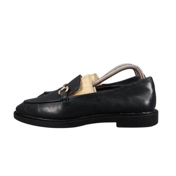 H&M Shoes Women 8 Loafer Fashion Classic Slip On Metal Buckle Black Solid Career - Picture 4 of 15